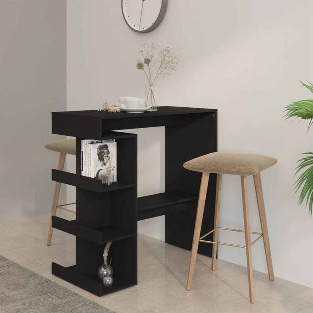 Petromila vidaXL Barový stolík s úložným regálom čierny 100x50x101,5 cm drevotrieska